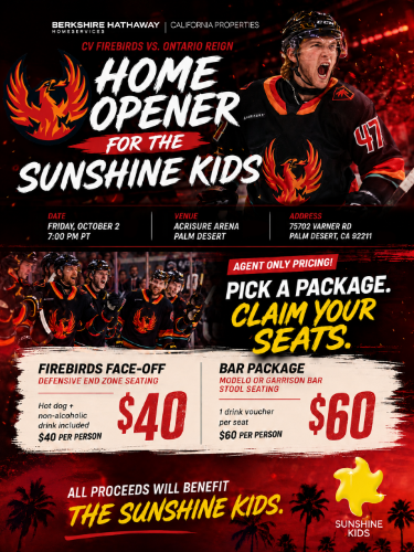 Sunshine Kids Fundraiser | CV Firebirds Home Opener